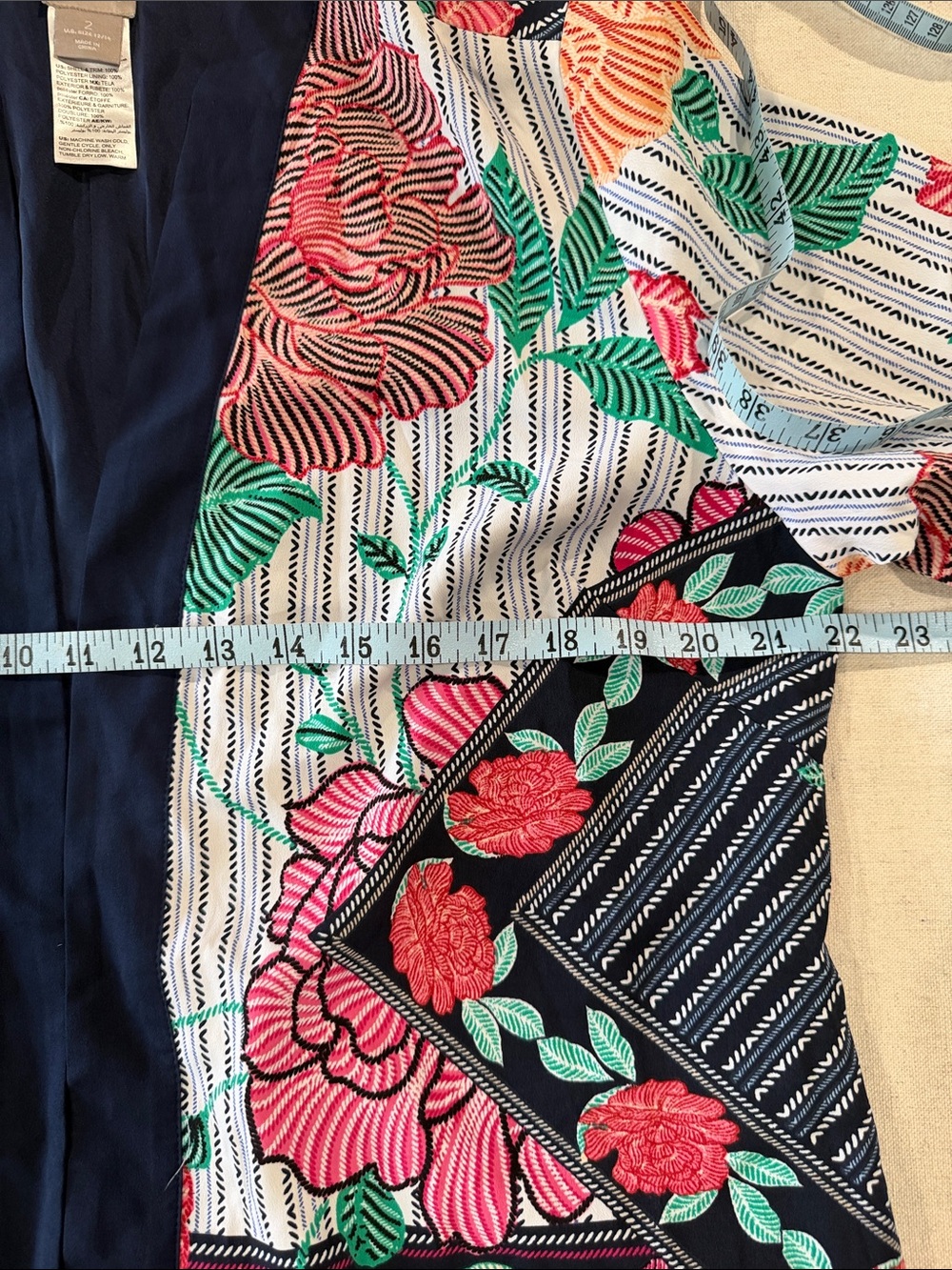 Chico's Navy Multicolor Floral Patchwork tunic - Picture 5 of 8